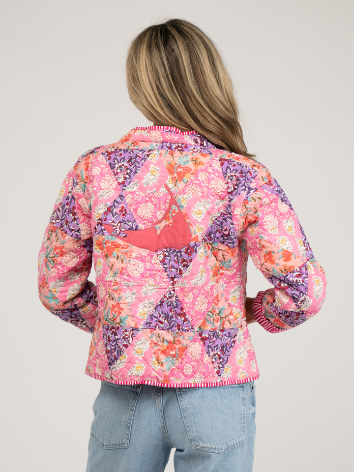 Beau & Ro Jacket Nantucket Cropped Jacket in Pink Triangles