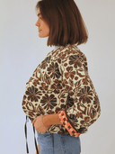 Beau & Ro Jacket Reversible Quilted Bow Jacket | Brown Flower Power