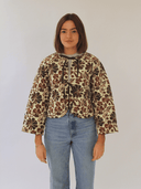 Beau & Ro Jacket Reversible Quilted Bow Jacket | Brown Flower Power