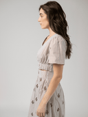 Beau & Ro Matching Set The Abby Top + Markey Skirt in Brown Stripe