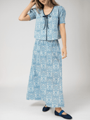 Beau & Ro Matching Set The Louisa Top + Trellis Skirt Set in Blue Mughal Block