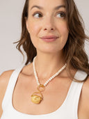 Beau & Ro Necklace 18 Inch Cream Gem Necklace