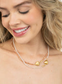 Beau & Ro Necklace Beau & Ro Jewelry | Heart Necklace in Peach Moonstone