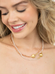 Beau & Ro Necklace Beau & Ro Jewelry | Heart Necklace in Peach Moonstone