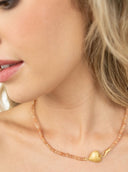 Beau & Ro Necklace Beau & Ro Jewelry | Heart Necklace in Peach Moonstone