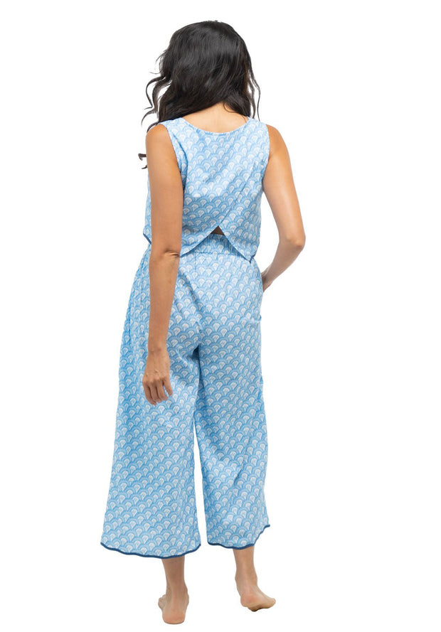 Beau & Ro Pant Set The Molly Two-Piece | Blue Scallop