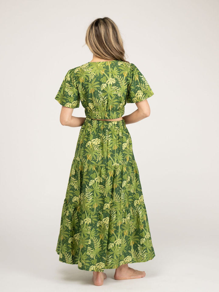 Beau & Ro Skirt The Abby Skirt | Dark Green Palm Leaf
