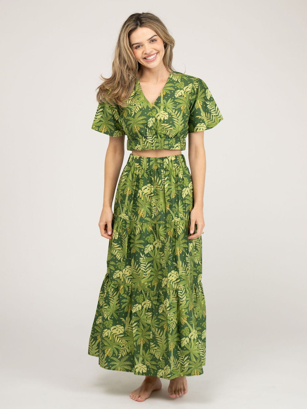 Beau & Ro Skirt The Abby Skirt | Dark Green Palm Leaf