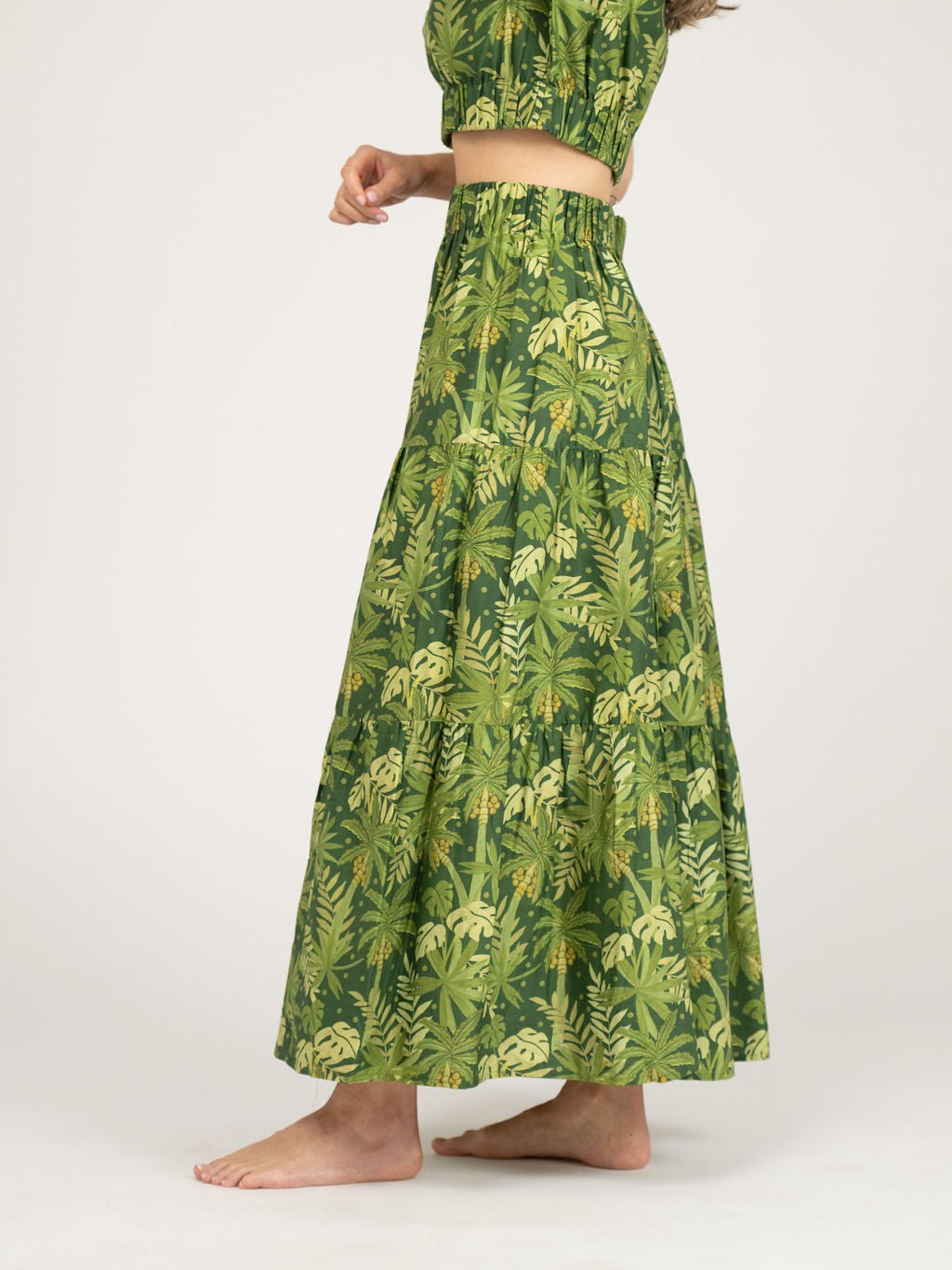 Beau & Ro Skirt The Abby Skirt | Dark Green Palm Leaf