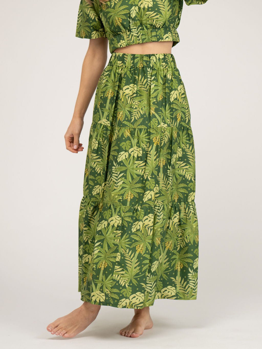 Beau & Ro Skirt The Abby Skirt | Dark Green Palm Leaf