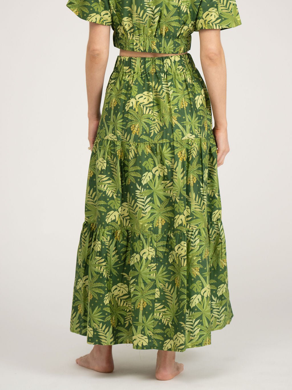 Beau & Ro Skirt The Abby Skirt | Dark Green Palm Leaf
