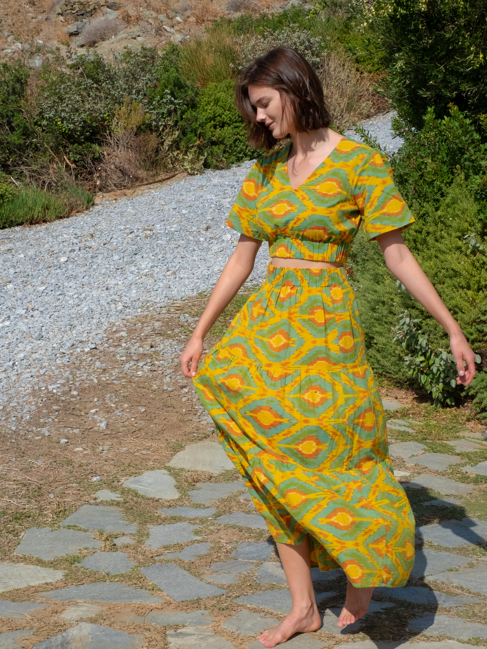 Beau & Ro Skirt The Abby Skirt | Eco Yellow Ikat