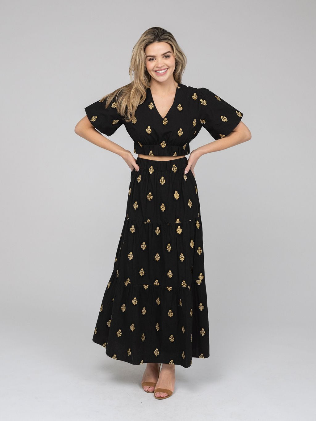 Beau & Ro Skirt The Abby Skirt | Gold & Black Embroidery