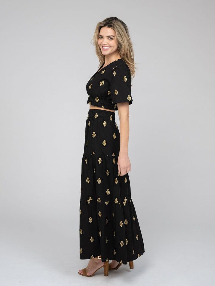 Beau & Ro Skirt The Abby Skirt | Gold & Black Embroidery