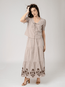 Beau & Ro Skirt The Abby Skirt in Brown Stripe