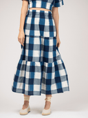 Beau & Ro Skirt The Abby Skirt | Navy Check Ikat