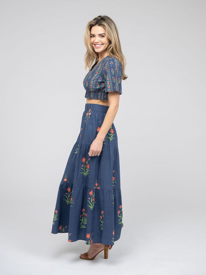 Beau & Ro Skirt The Abby Skirt | Navy Jaipur Floral