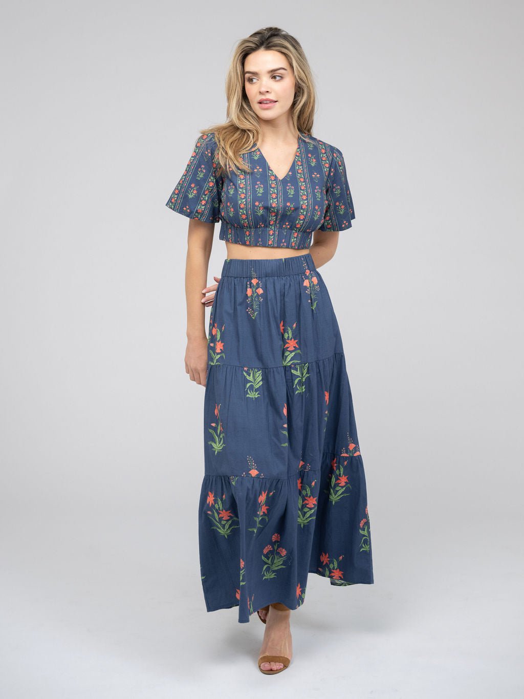 Beau & Ro Skirt The Abby Skirt | Navy Jaipur Floral