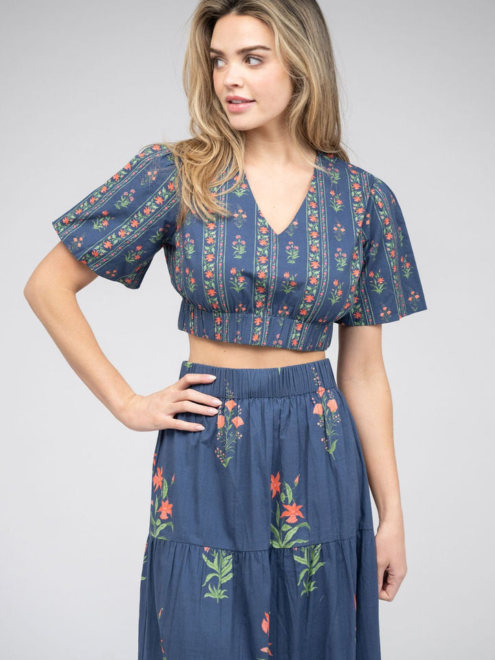 Beau & Ro Skirt The Abby Skirt | Navy Jaipur Floral