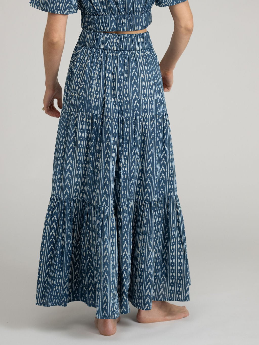 Beau & Ro Skirt The Abby Skirt | Navy Stripe India Resist
