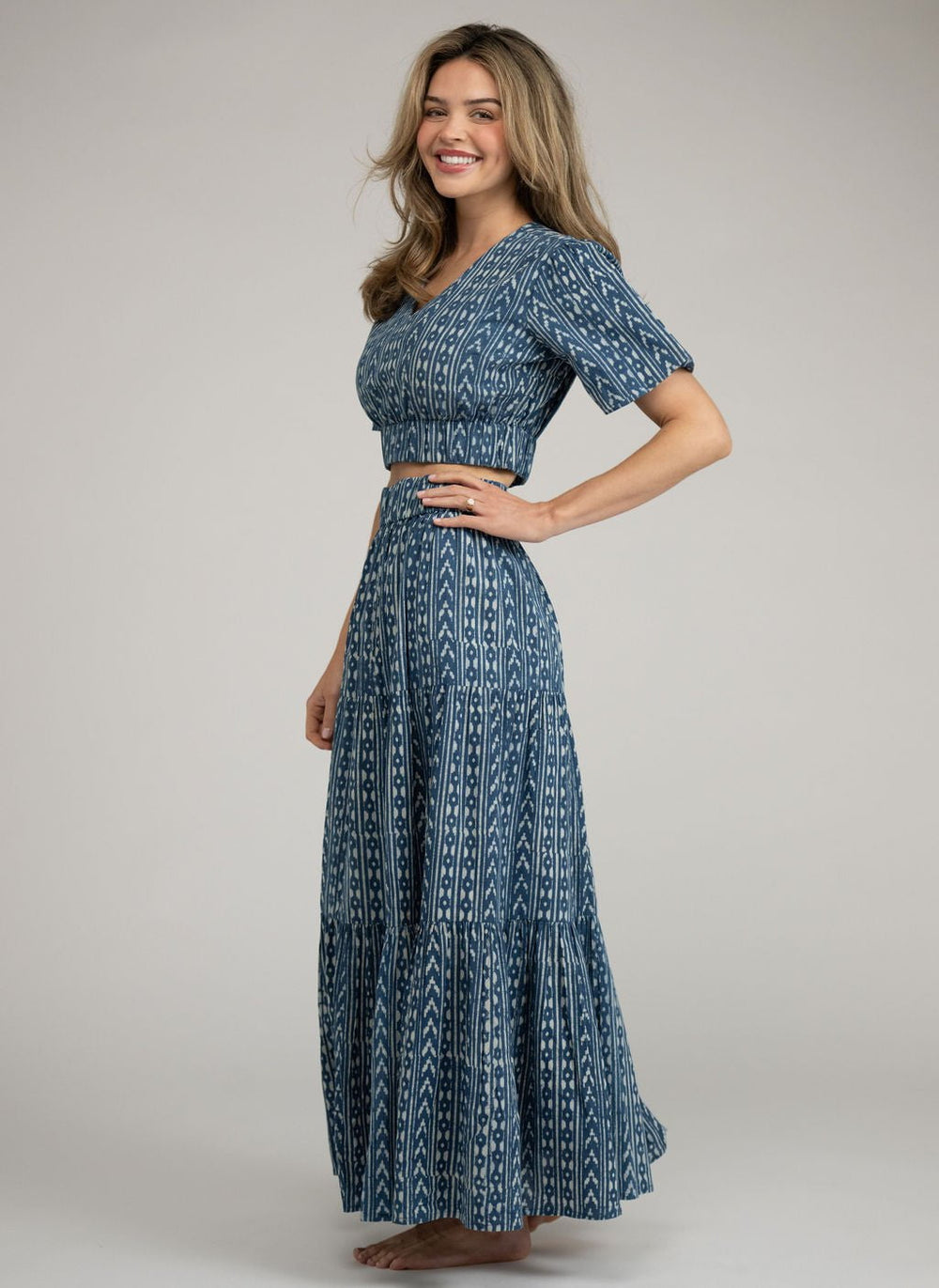 Beau & Ro Skirt The Abby Skirt | Navy Stripe India Resist