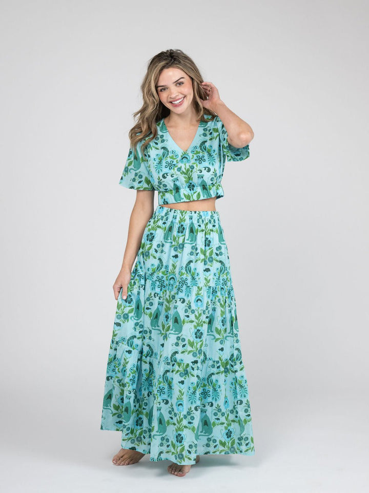 Beau & Ro Skirt The Abby Skirt | Turquoise Leopard Love