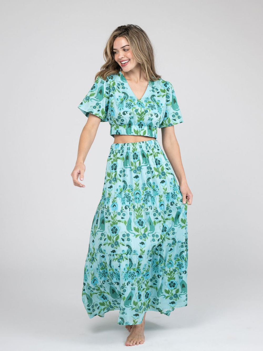 Beau & Ro Skirt The Abby Skirt | Turquoise Leopard Love
