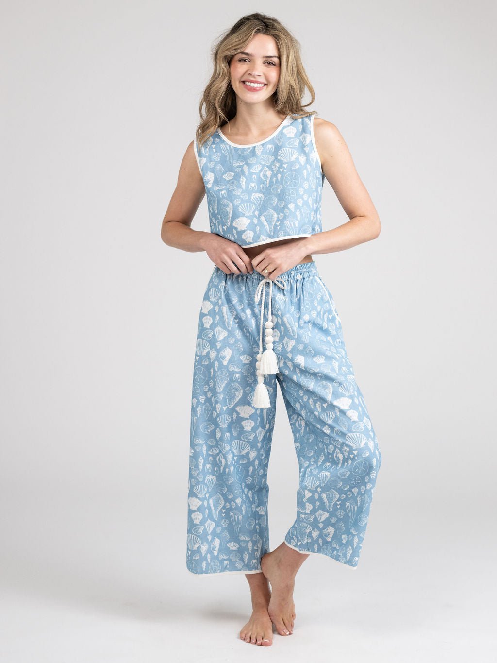 Beau & Ro Skirt The Beach Pant | Blue Shells