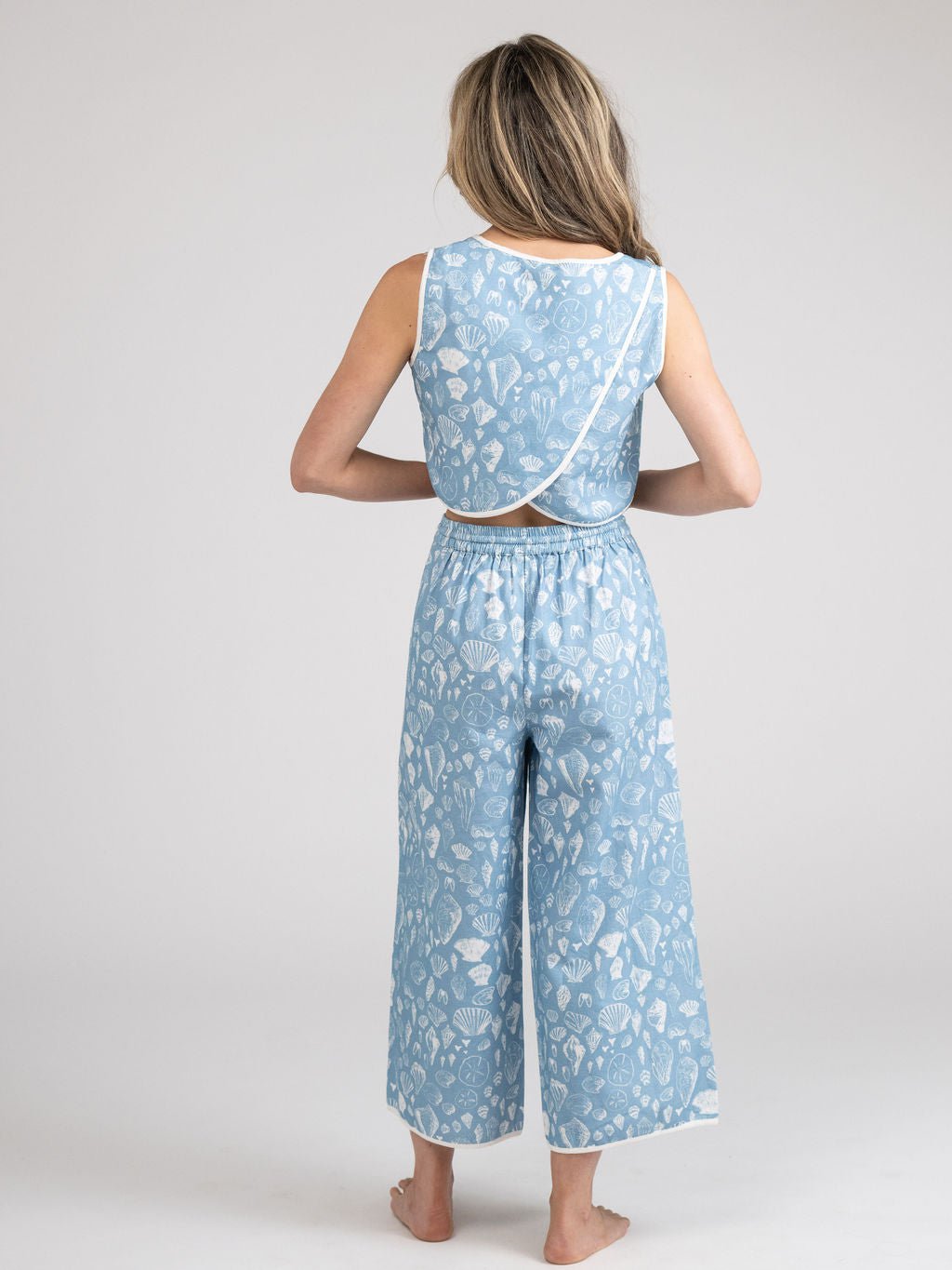 Beau & Ro Skirt The Beach Pant | Blue Shells