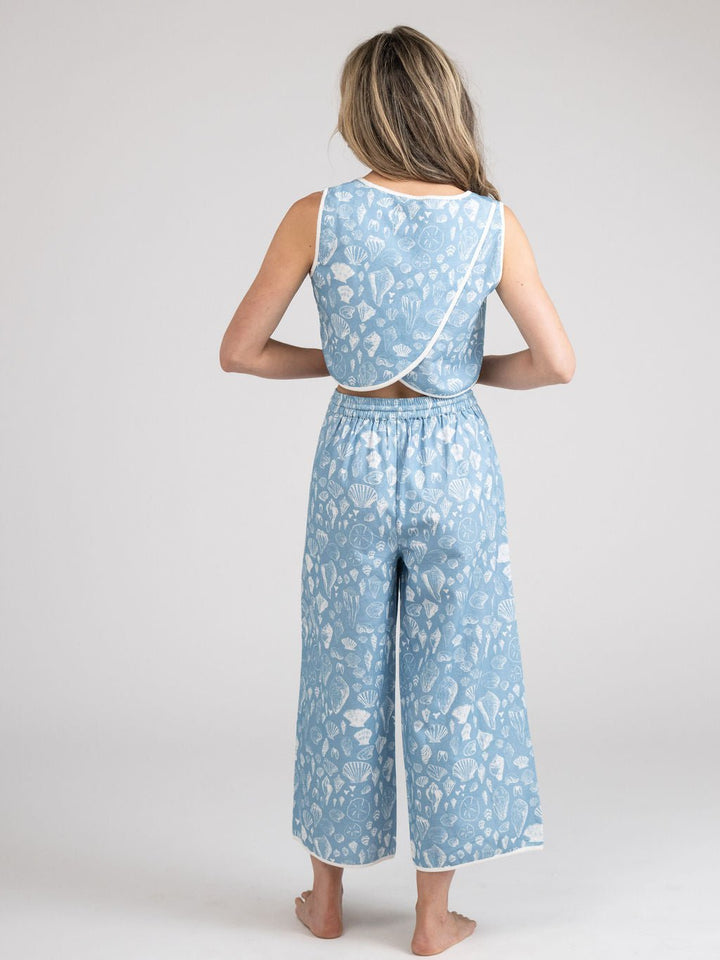 Beau & Ro Skirt The Beach Pant | Blue Shells