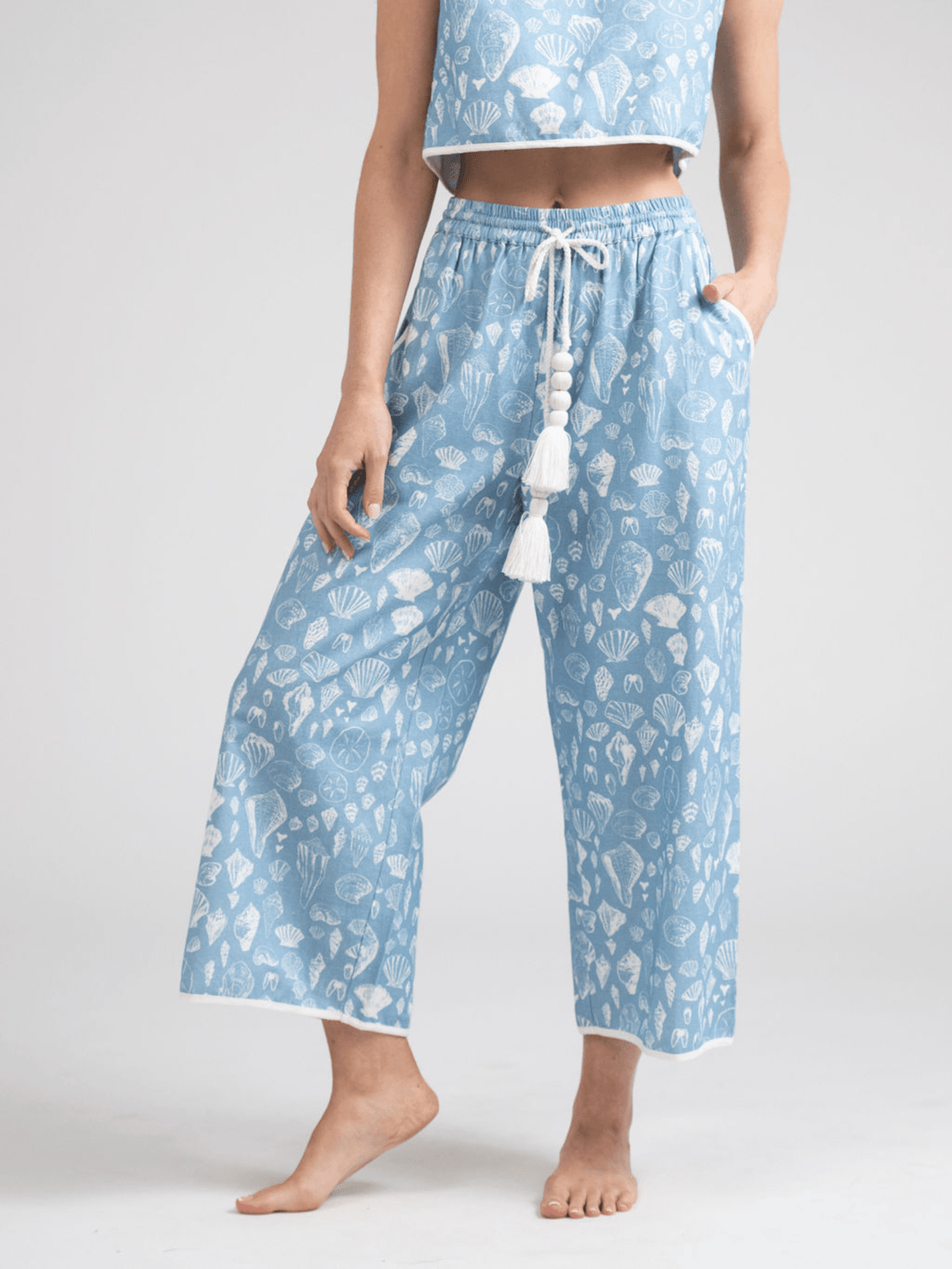Beau & Ro Skirt The Beach Pant | Blue Shells