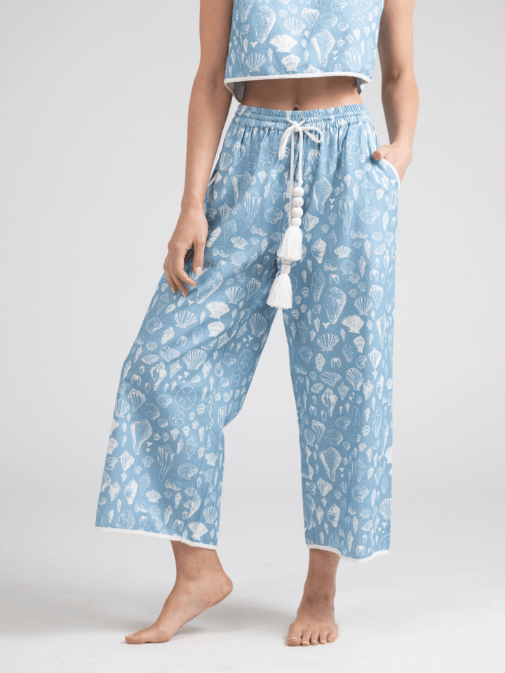 Beau & Ro Skirt The Beach Pant | Blue Shells