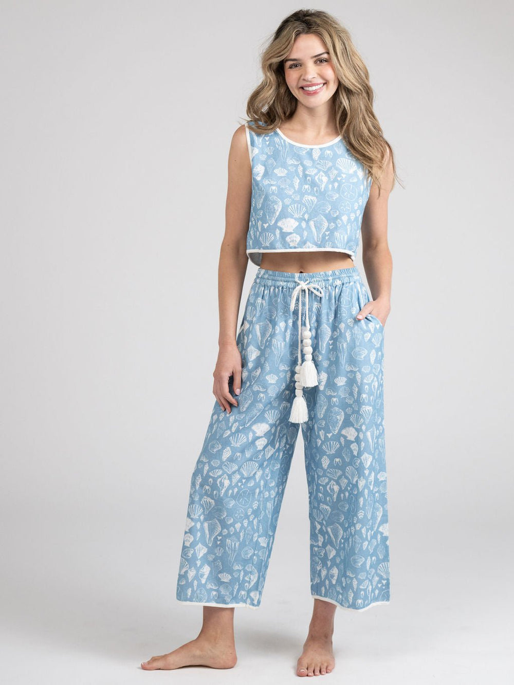 Beau & Ro Skirt The Beach Pant | Blue Shells