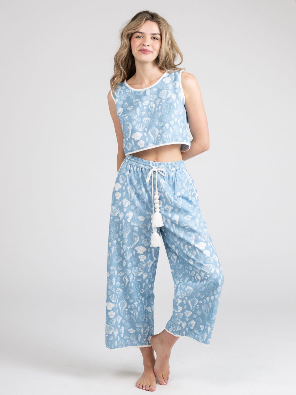Beau & Ro Skirt The Beach Pant | Blue Shells