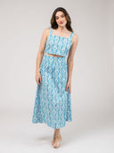 Beau & Ro Skirt The Markey Skirt | Blue Flower Check