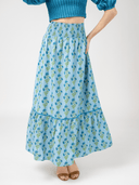 Beau & Ro Skirt The Ophelia Skirt in Blue Flower Chain