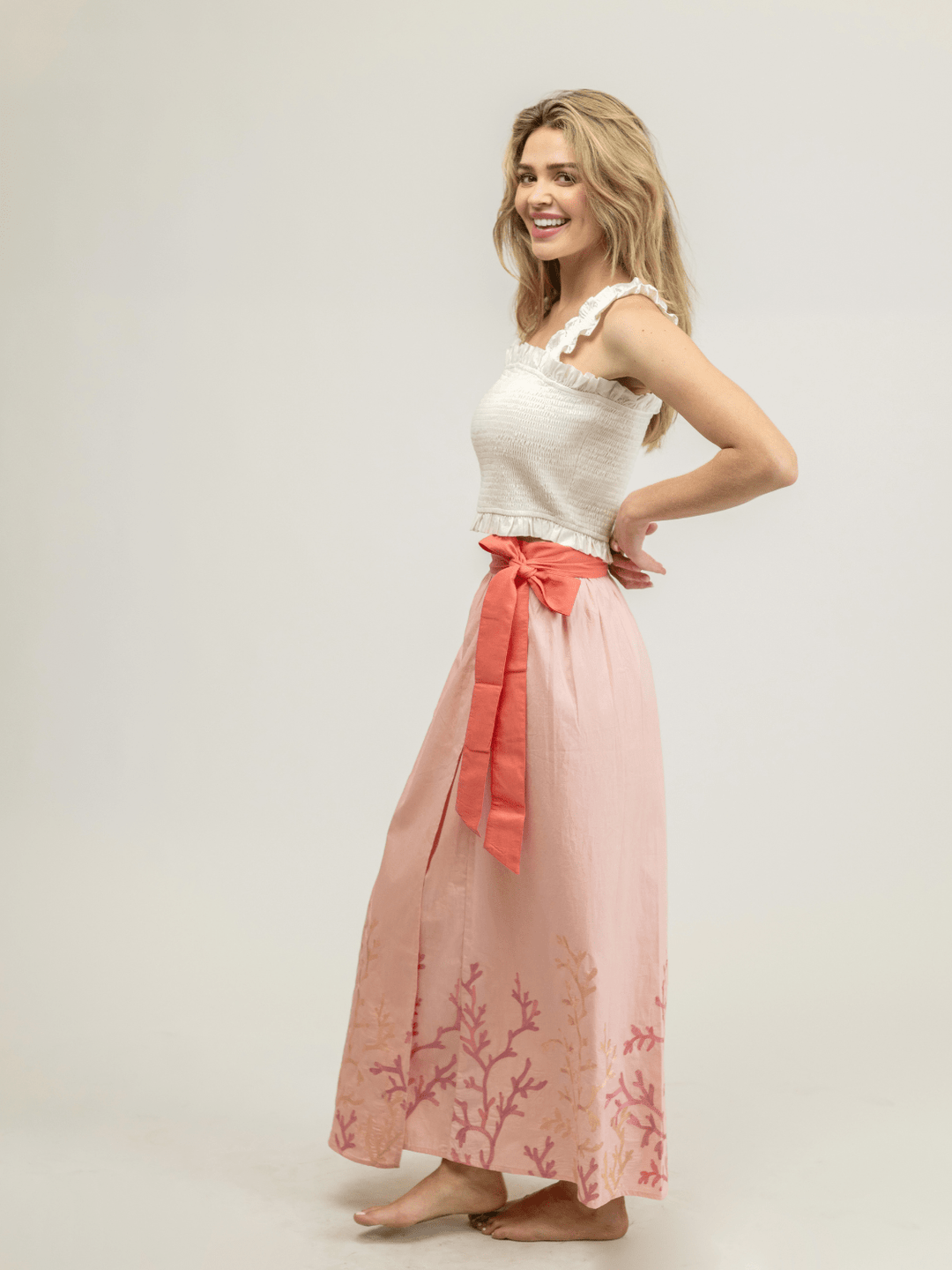 Beau & Ro Skirt The Sullivan Skirt | Coral Embroidery