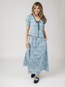 Beau & Ro Skirt The Trellis Skirt in Blue Mughal Block
