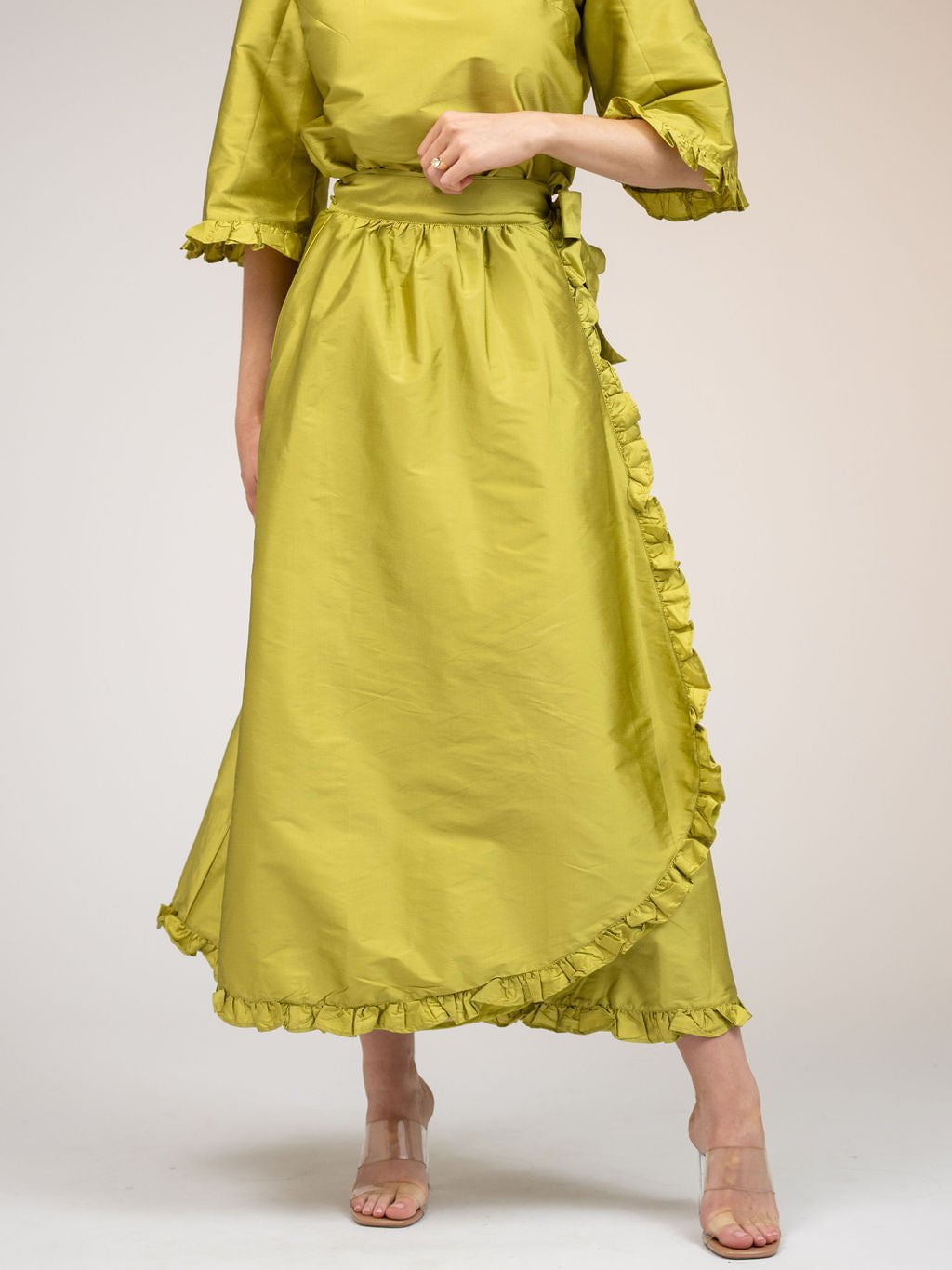 Beau & Ro Skirt The Waverly Skirt | Chartreuse Taffeta