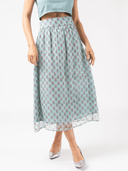 Beau & Ro Skirt Tissue Silk Skirt in Teal