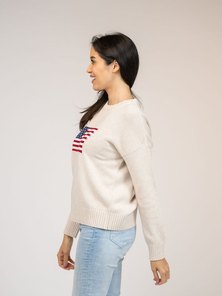 Beau & Ro Sweater American Flag Sweater in Ivory