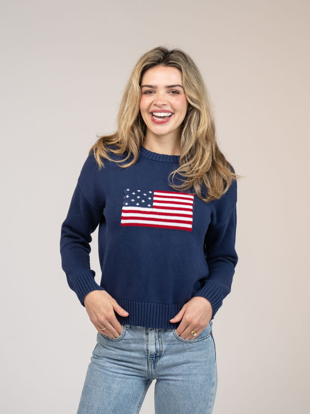 Beau & Ro Sweater American Flag Sweater in Navy