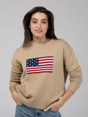 Beau & Ro Sweater American Flag Sweater in Tan