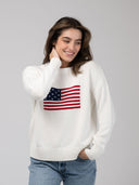 Beau & Ro Sweater American Flag Sweater in White