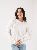Beau & Ro Sweater Cable Knit American Flag Sweater in Ivory