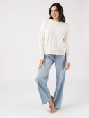Beau & Ro Sweater Cable Knit American Flag Sweater in Ivory
