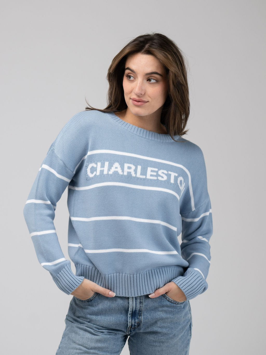 Beau & Ro Sweater Charleston Sweater in Light Blue Stripe