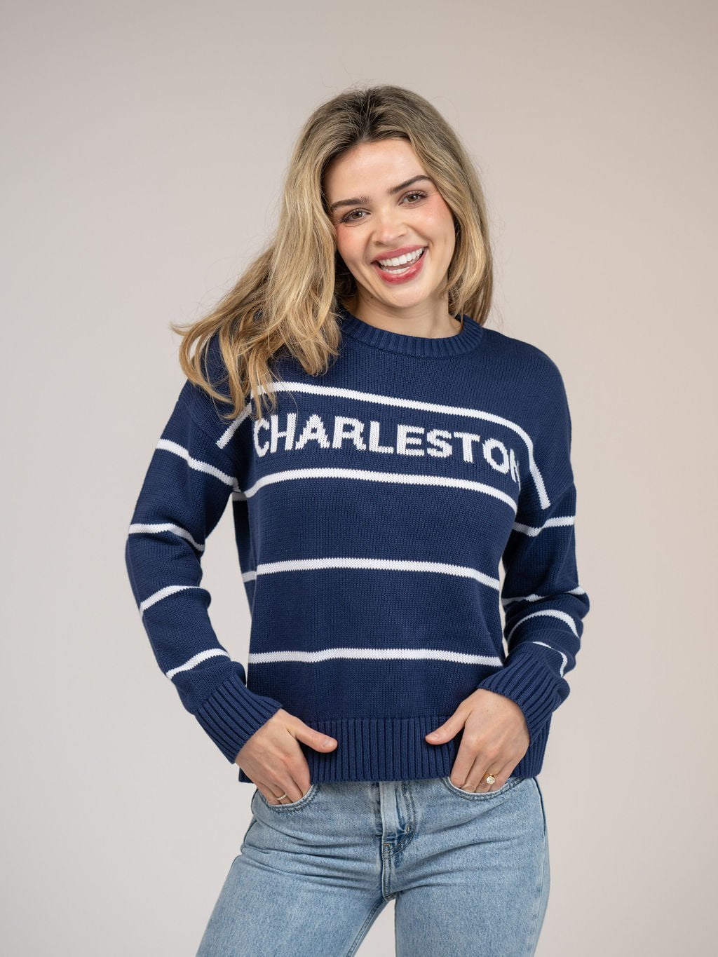 Beau & Ro Sweater Charleston Sweater in Navy Stripe