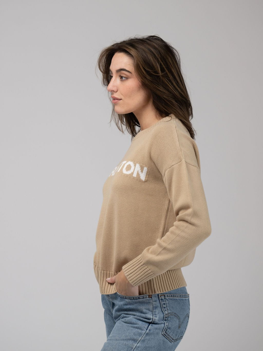 Beau & Ro Sweater Charleston Sweater in Tan