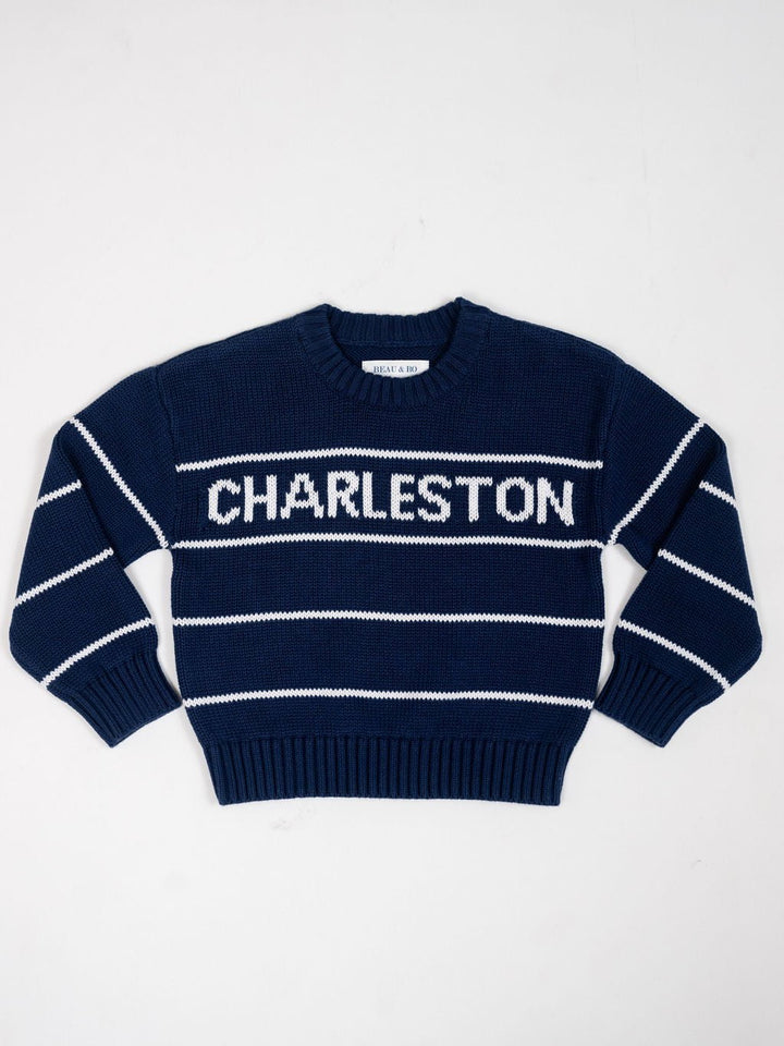 Beau & Ro Sweater Kids Charleston Sweater in Navy Stripe